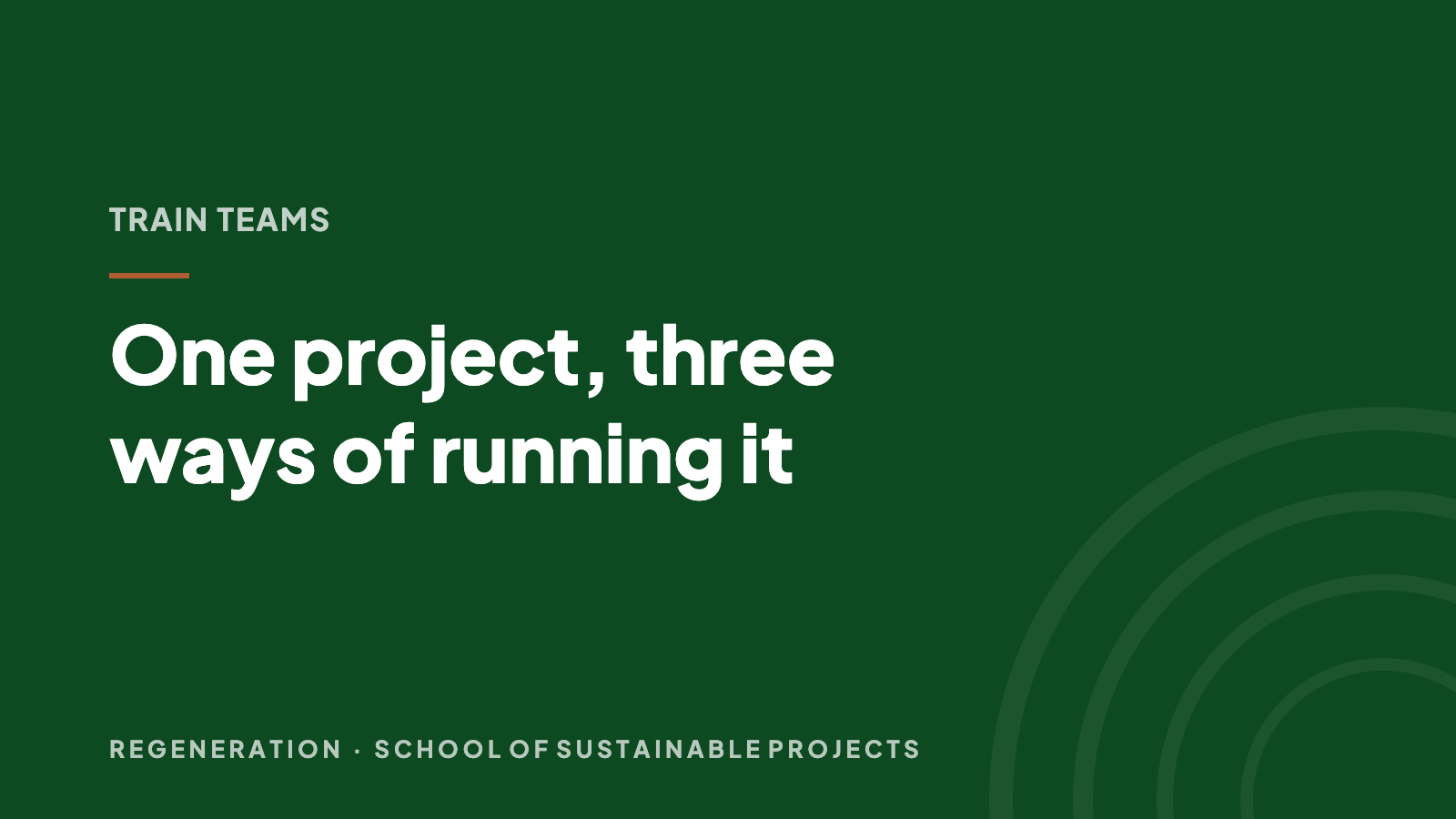 One project, three ways of running it: what a shared method changes