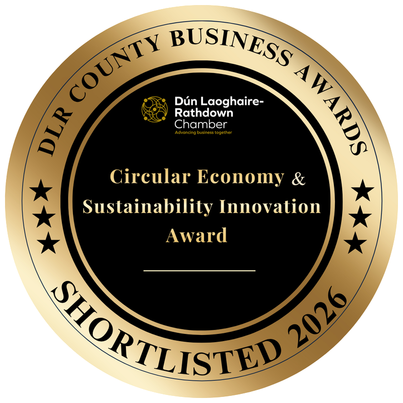 DLR County Business Awards 2026 shortlisted badge for the Circular Economy and Sustainability Innovation Award